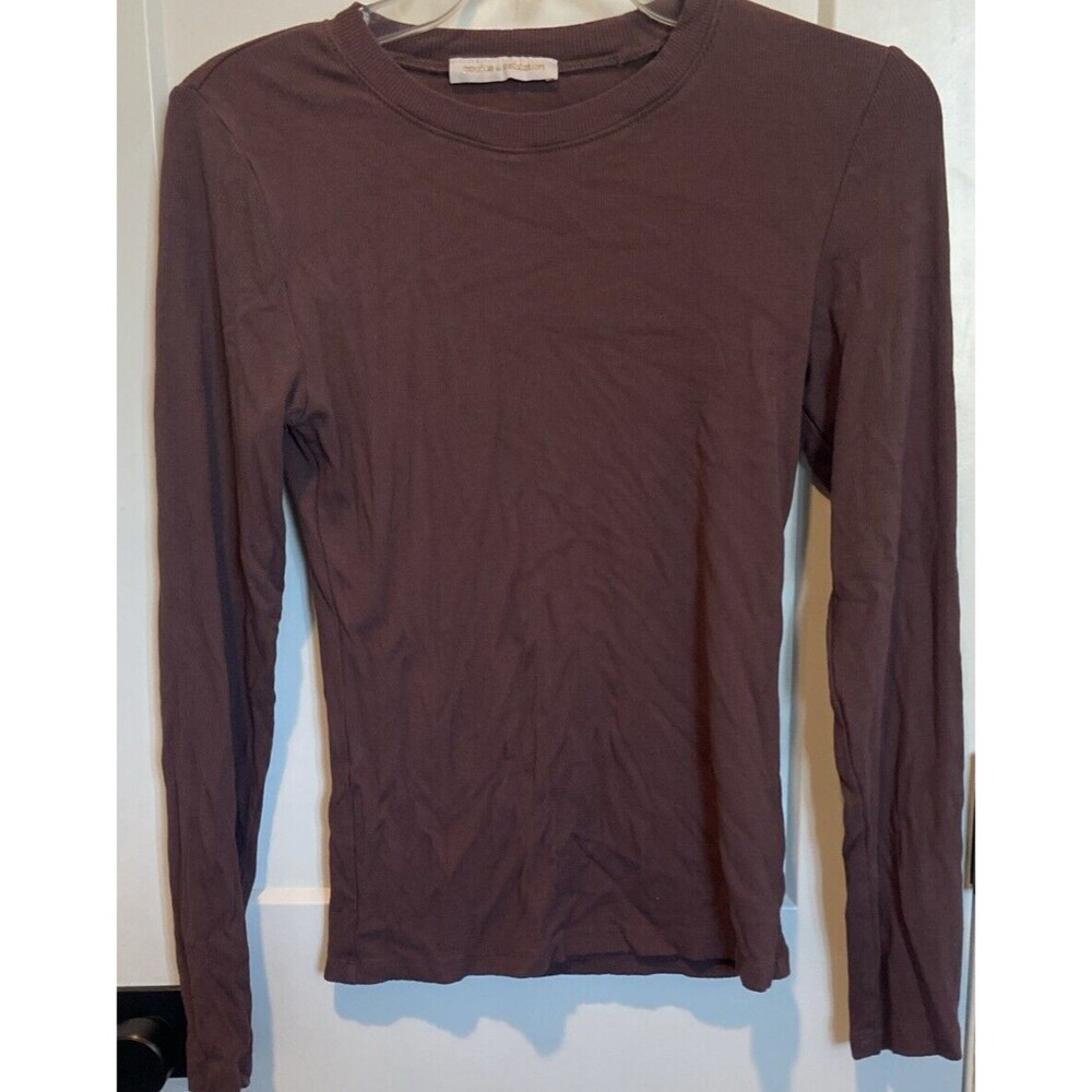 Pookie & Sebastian - Plum Long Sleeve T Shirt size small see measurements